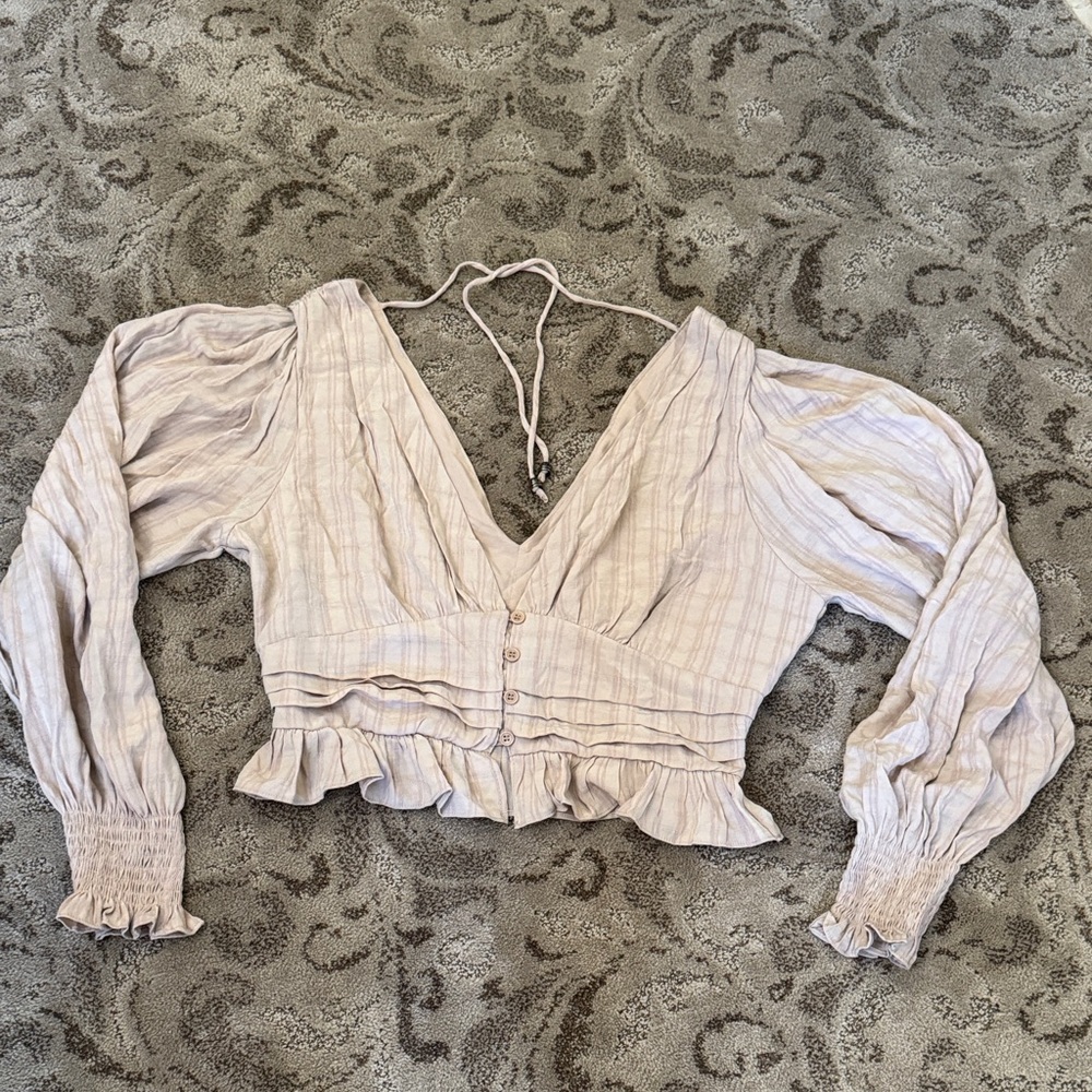 Women's Cream Ruffled Blouse